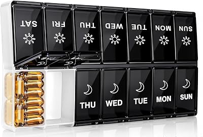 Mossime 7 Day Pill Box Large 14 Compartments AmPm 2x Daily Organizer