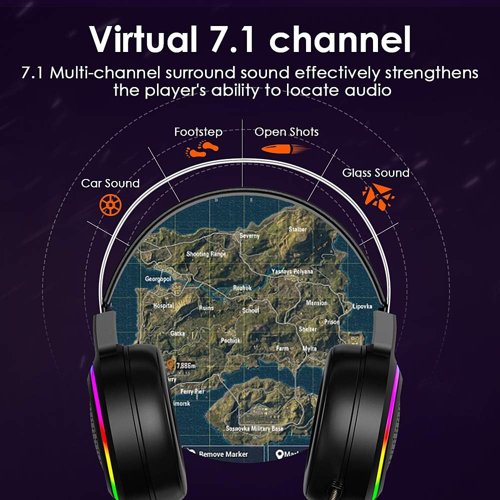 Cancellazione del Rumore Cuffie Over-ear con Microfono,Grandi Altoparlanti  da 50m Cuffie da Gioco,Suono Surround 7.1-Suono Stereo Cuffie Gaming per  PS4 LED Colore Rosa Cuffie gaming Videogiochi berjaya.edu.my