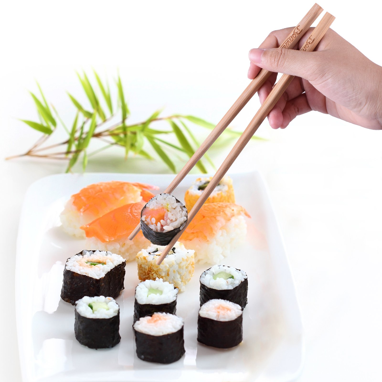 Bonviee Bamboo Chopsticks Reusable Japanese Chopsticks Set 9.45\