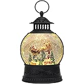 Christmas Snow Globe Water Lantern with Timer and Music, USB and Battery Operated Lighted Led Globe, Santa Snowglobe Table Decorations Indoor for Adults Home Holiday (Reindeer)