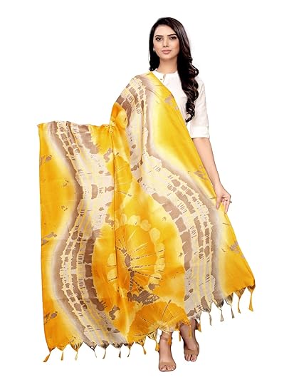 KANCHNAR Womens Printed Silk Dupatta