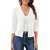 Bbonlinedress Women's 3/4 Short Sleeve Cardigans Lightweight Winter Cropped Sweater Button Up Knit Tops Shrug 2025