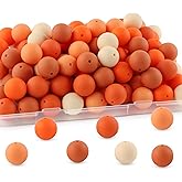 Lovyomi 60pcs 19mm Silicone Beads for Keychain Making Mix Color Round Beads for Pens and Bracelet Crafts(Orange)