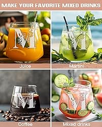 Physkoa Initial Wine Glass Stemless-【Etched