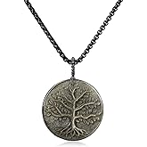 COAI Tree of Life Necklace for Men Women, Black/Golden Obsidian Pendant Necklace