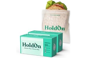 HoldOn Zipseal Sandwich Bags – Compostable, PFOA-Free, BPA-Free, Food-Safe Zip Seal Food Storage Bags With Secure Seal for Home & Travel, Freezer-safe (2-Pack, 200 bags total)