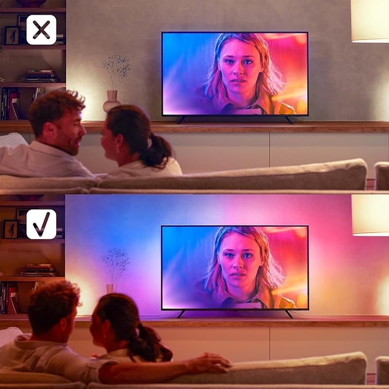 Lightstrip Play Gradient pour TV 65 pouces, Bande ambilight pour synchronisation de la lumière avec l'écran, Bande led compatible avec Alexa, Google Assistant et Apple Homekit