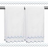RRBXIA 100% Cotton Hand Towels for Bathroom 2 Pcs Scalloped Hand Towels 16 * 27 Inch Embroidered Decorative 600 GSM Soft Absorbent Bath Towel for Spa Yoga Hotel Sport (Blue)