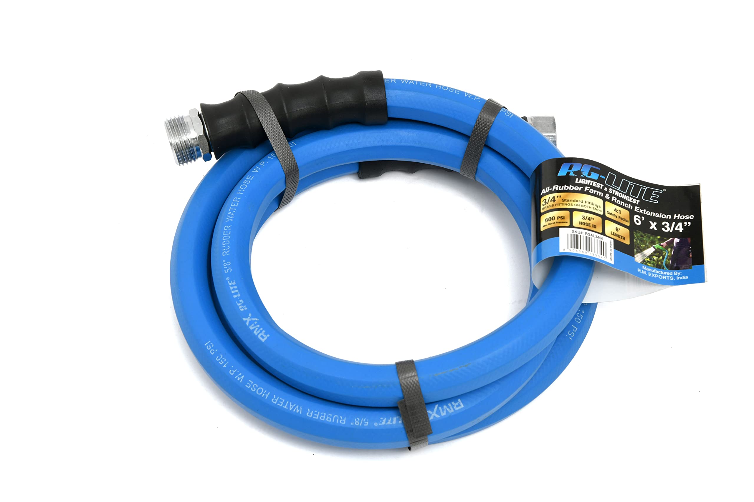 AG-Lite Rubber Hot & Cold Water Rubber Garden Hose: Ultra-Light & Super Strong - 10 Year Warranty (5/8" x 6') — image 1