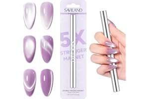 SAVILAND Essentials Cat Eye Magnet for Nails: 5X Stronger Neodymium Nail Magnet Stick Ergonomic Dual-Ended Magnetic Nail Wand for Nail Art 3D Cateye Nails Magnetic Gel Polish Nail Decoration Kits