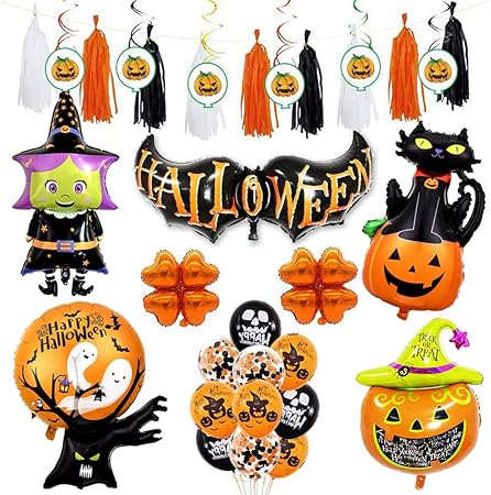Amazon ハロウィン バルーン Sannl 風船 ハロウィン 飾り付け 装飾 パーティー 飾り Happy Halloween ハロウィン 箔風船セット ハロウィンギフト ハロウィングッズ 風船 バルーン おもちゃ