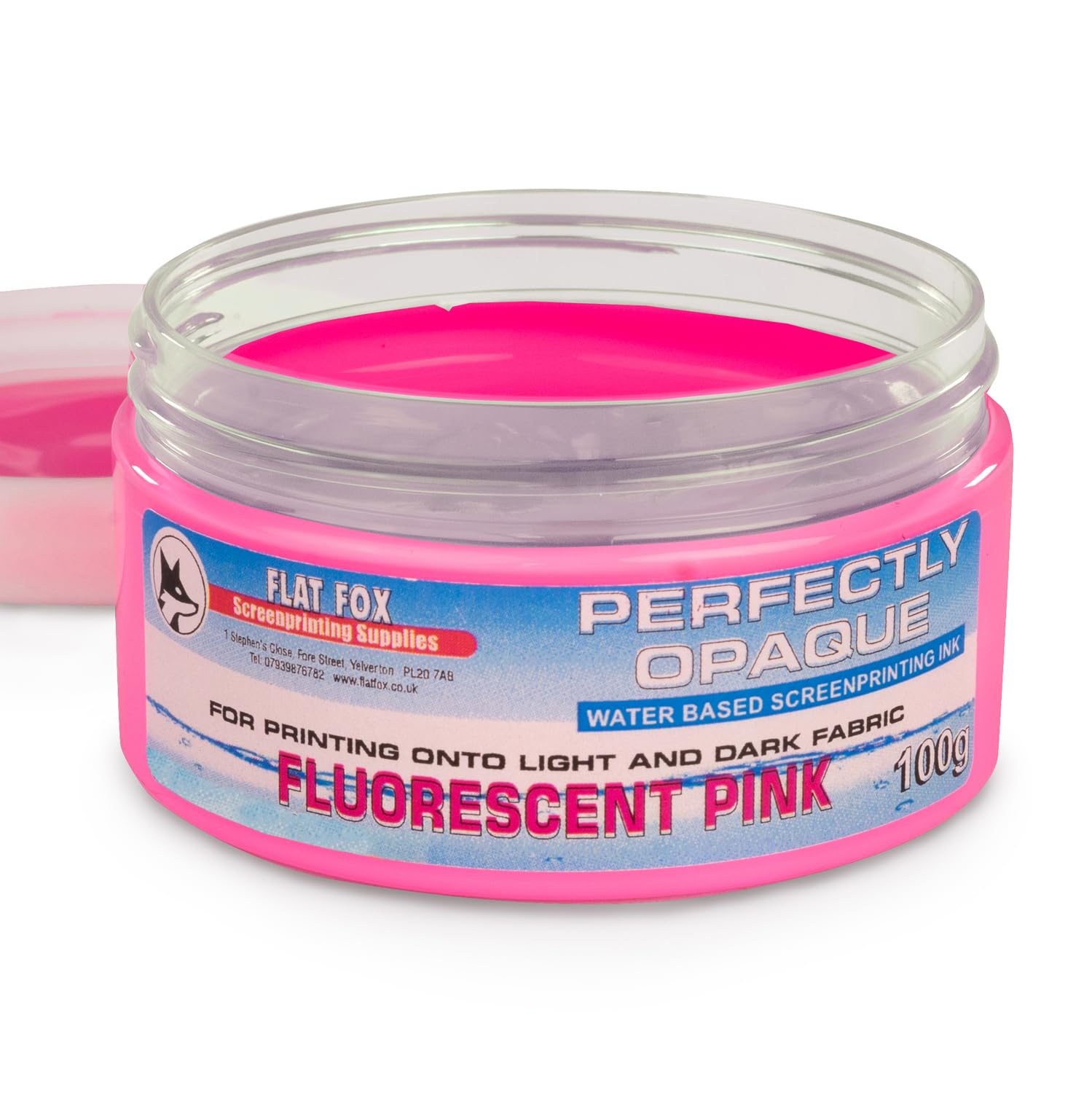Flat Fox Screen Printing Opaque Water Based Fabric Inks (Fluorescent Pink, 100g)… — image 1