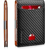 RUNBOX Slim Money Clip Wallets for Men RFID Blocking 11 Card Holder Minimalist Small Leather Bifold Men's Front Pocket Wallet Gift Box