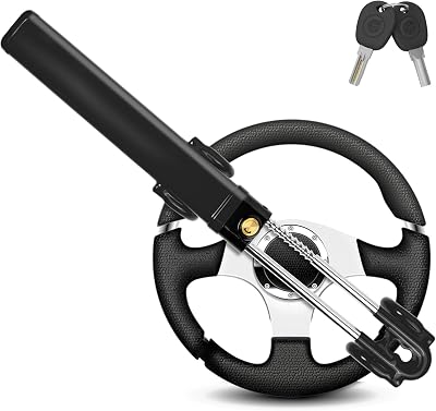 GADLANE Twin Bar Steering Wheel Lock with 2 Keys – Car Anti-Theft Device (Black)