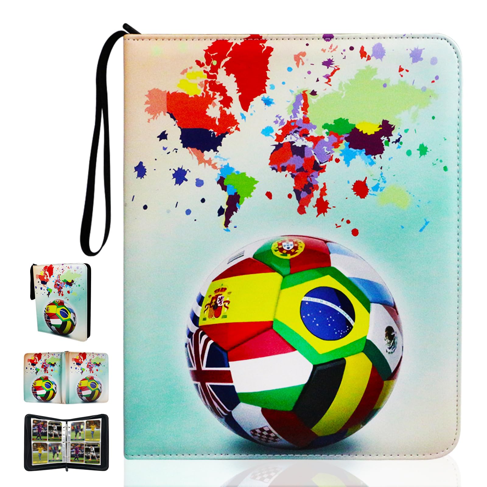 Card Collector Album, 4 Pockets, 50 Pages, Capacity for 400 Cards, Album for Trading Cards, Trainer Trading Card Albums, Store Trading Cards, Board Game Cards. (Football-M) — image 1