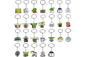 YUANHUISHENG 26PCS Baby Yoda KeyChains Party Favors Set, Baby Yoda Merchandise Classroom Exchange and Game Prizes Gift
