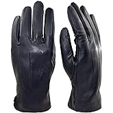 ZLUXURQ Mens Soft Lambskin Leather Touchscreen Winter Driving Gloves Cashmere Lined,comfortable and warm.