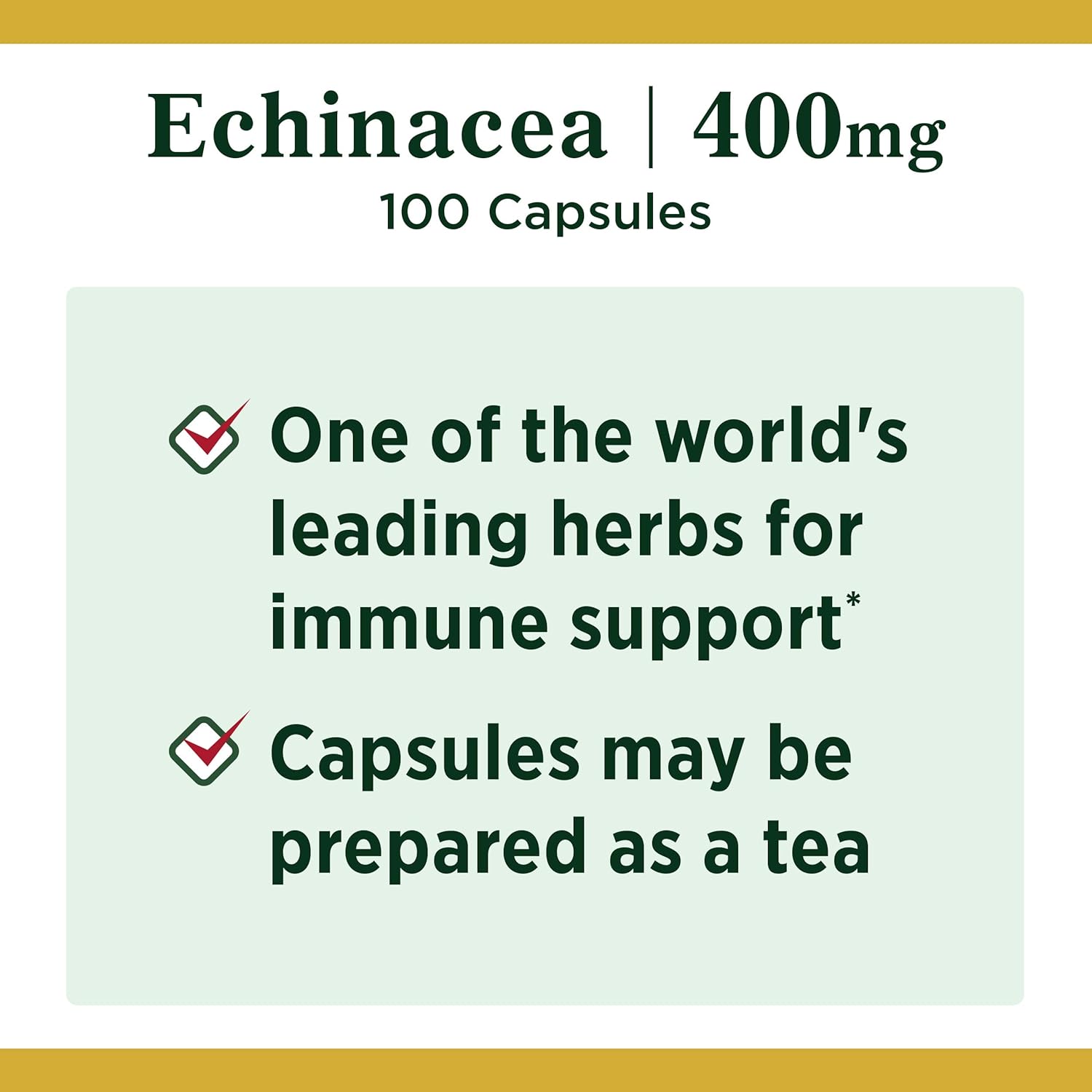 Echinacea by Nature's Bounty, Herbal Supplement, Supports Immune Health, 400mg, 100 Capsules: Health & Personal Care