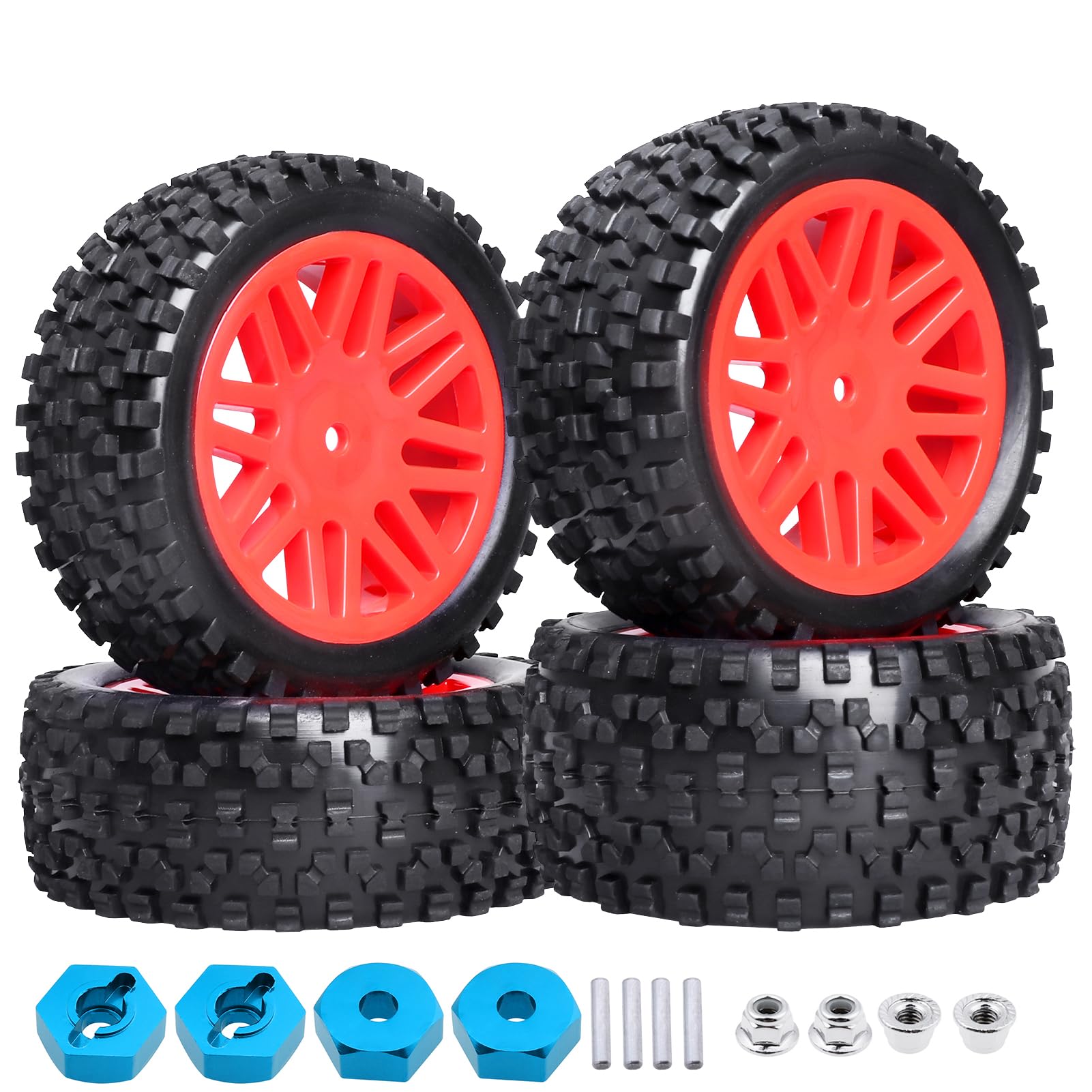 Photo 1 of Hobbypark 12mm Hex RC 1/10 Buggy Wheels and Tires Set Height 3.46''(88mm) for Redcat Shockwave Tornado S30 EPX/PRO ExceedRC EP SunFire HSP Off Road Car