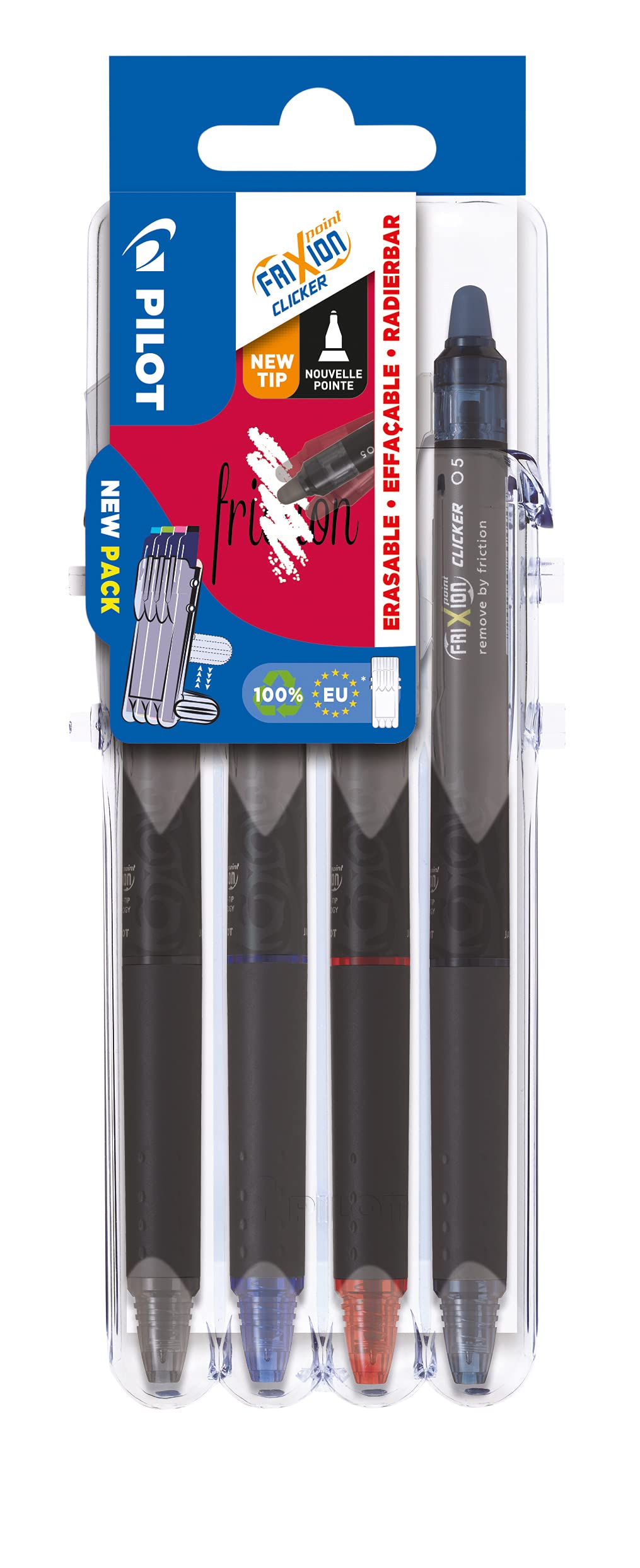 Pilot Set2Go Frixion Synergy Point Clicker, 0.5mm, Assorted, Pack of 4, S2G571971