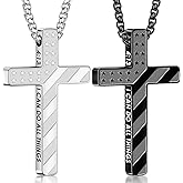 Romass Valentines Day Gifts for Him 2Pcs Cross Necklace for Men Boys,Silver Black Gold Bible Verse Stainless Steel American Flag Pendant Chain Gifts Jewelry Box