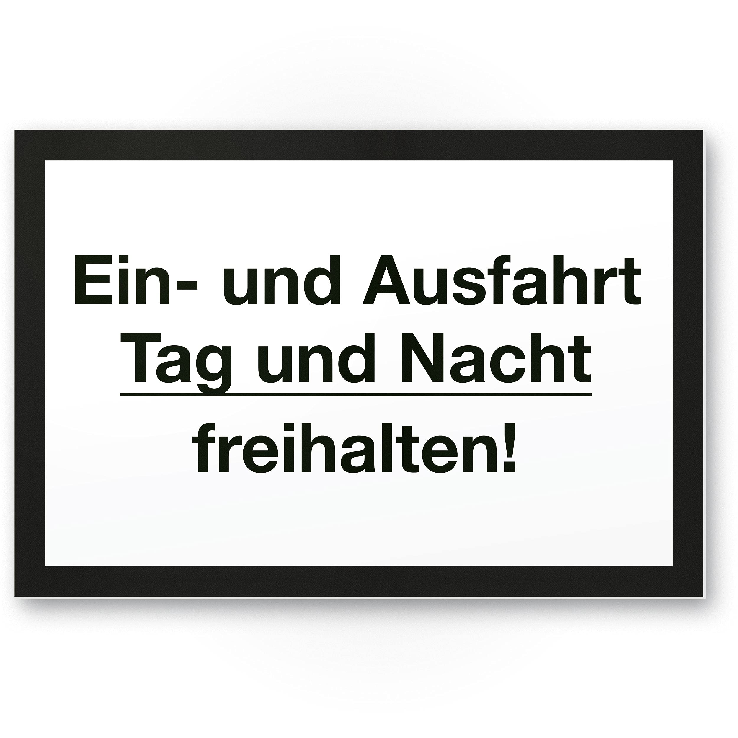 Entry/Exit Day/Night Free Holding Plastic Sign (White/Black, 30 x 20 cm), Sign Entry – Also Opposite – Parking Prohibited – No Parking