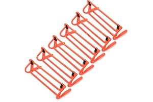 CROWN SPORTING GOODS 6-Pack of Agility Hurdles with Adjustable Height Extenders – Neon Orange Set & Carry Bag – Plyometric Fitness & Speed Training Equipment – Hurdle/Obstacles for Soccer, Football, Track & Field & More