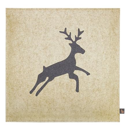 ebos Wollfilz Sitzkissen, 40x40cm ? handgefertigt ? 100% Wollfilz ? Dünn & bequem | Hochwertiges Stuhlkissen, Sitzpolster mit Füllung | Schönes Stuhl-Polster, Filz-Kissen mit Motiv | Robustes Outdoor-Kissen, wasserabweisende Stuhl-Auflage (Beige)