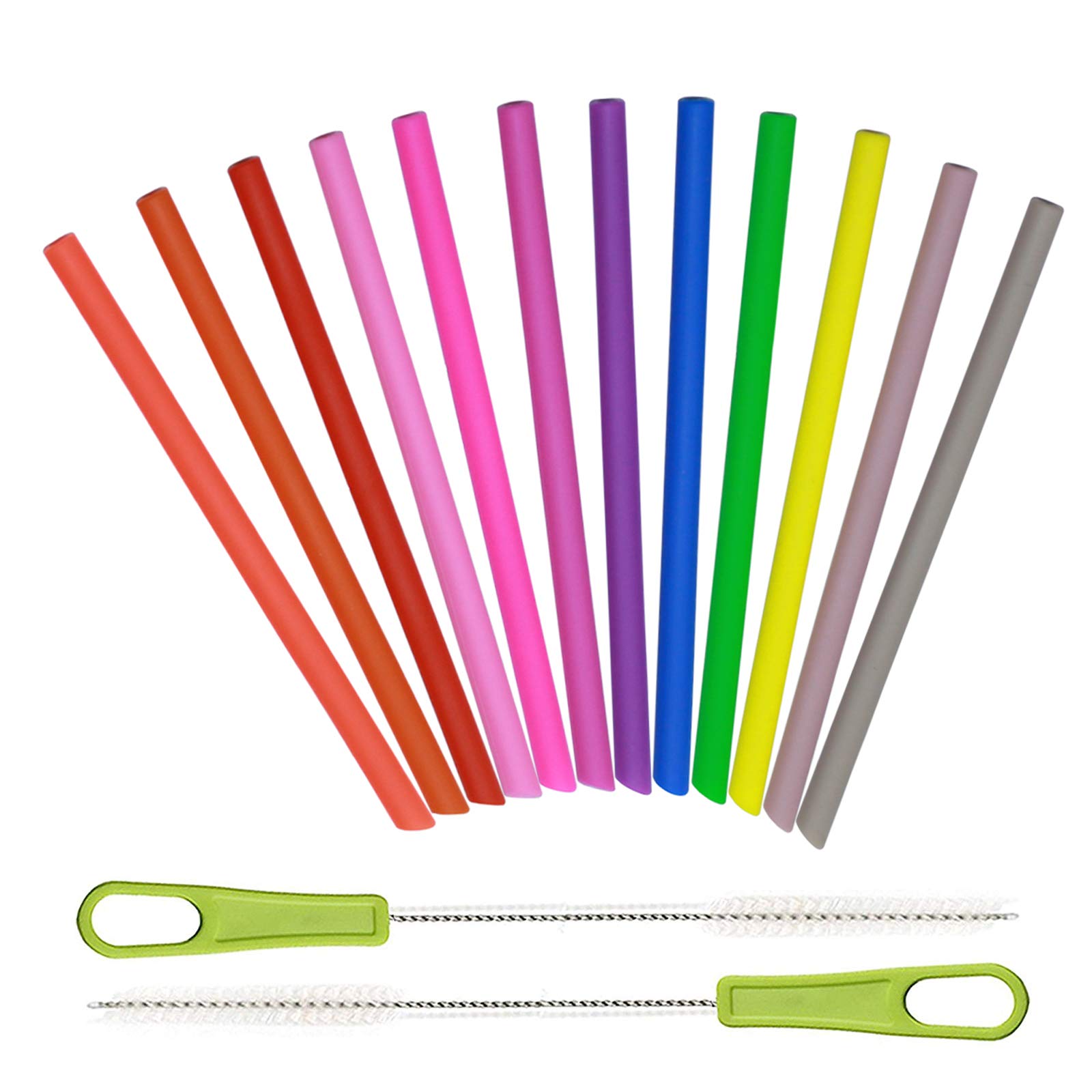 Photo 1 of 14 Pcs Reusable Silicone Straws 5.5" Mini Small Short Pipe Kids Straw for Baby Toddlers/Children Take & Toss/Tumbler, Chewy, Safe Smoothies Drinking Straw with 2 Cleaning Brushes