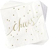 White And Gold Napkins Disposable Bar Napkins Wedding Cocktail Napkins Bachelorette Napkins Engagement Napkins Beverage Napki