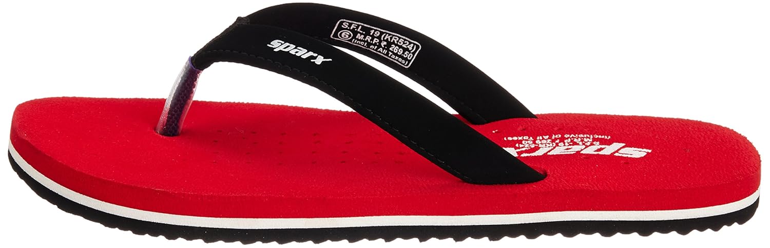 sparx women's red velvet basic flip-flops and house slippers - 6 uk (sfl-19)