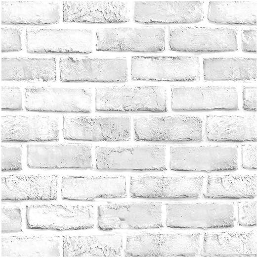 Faux Brick Wallpaper,Removable Self Adhesive White Gray ...