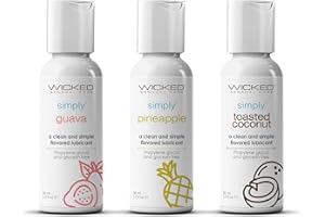 Wicked Sensual Care Simply Tropical Trio Travel Kit Guava, Pineapple, Toasted Coconut 1 oz (Pack of 3), Water Based Lubricant