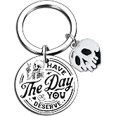 Ikacvb Women's Stocking Stuffers 2025 Skull Keychain Goth Witchy Gifts For Women Men Stocking Stuffers Funny Witchy Spooky Birthday Gifts Quirky Stuff Halloween Skull Decor
