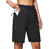 SANTINY Women's 7''/ 9'' Hiking Shorts with 3 Zipper Pockets Lightweight Quick Dry Long Athletic Golf Shorts for Women Casual