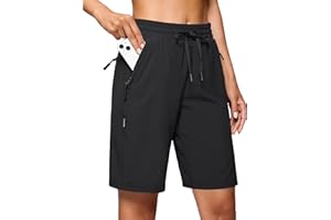 SANTINY Women's 7''/ 9'' Hiking Shorts with 3 Zipper Pockets Lightweight Quick Dry Long Athletic Golf Shorts for Women Casual