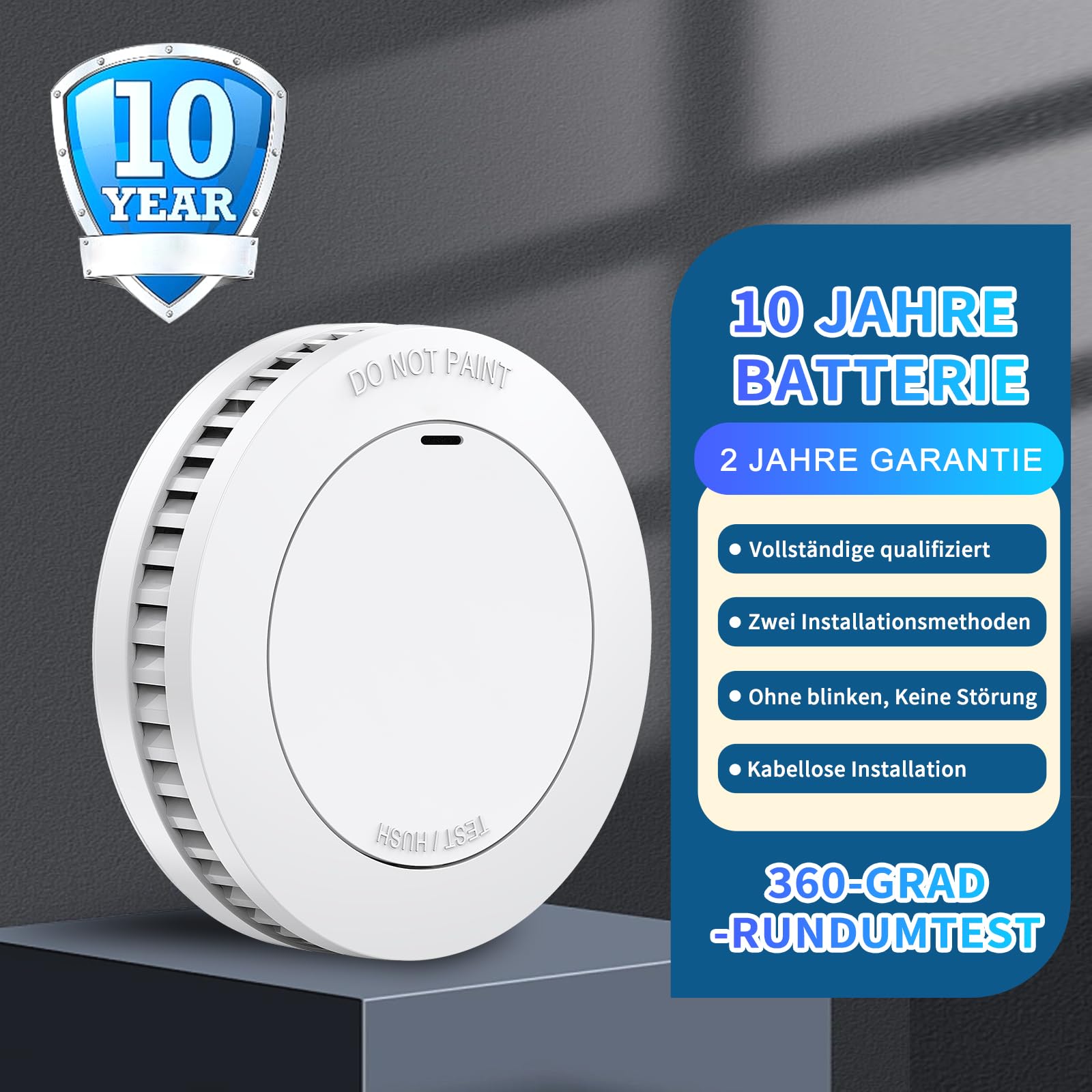 XINDUM Rauchmelder mit Starkere Magnethalterung 6er Set, 10 Jahre Batterie Feuermelder, TÜV Rheinland-Zertifiziert, Rauchwarnmelder, Standalone, Weiß 6