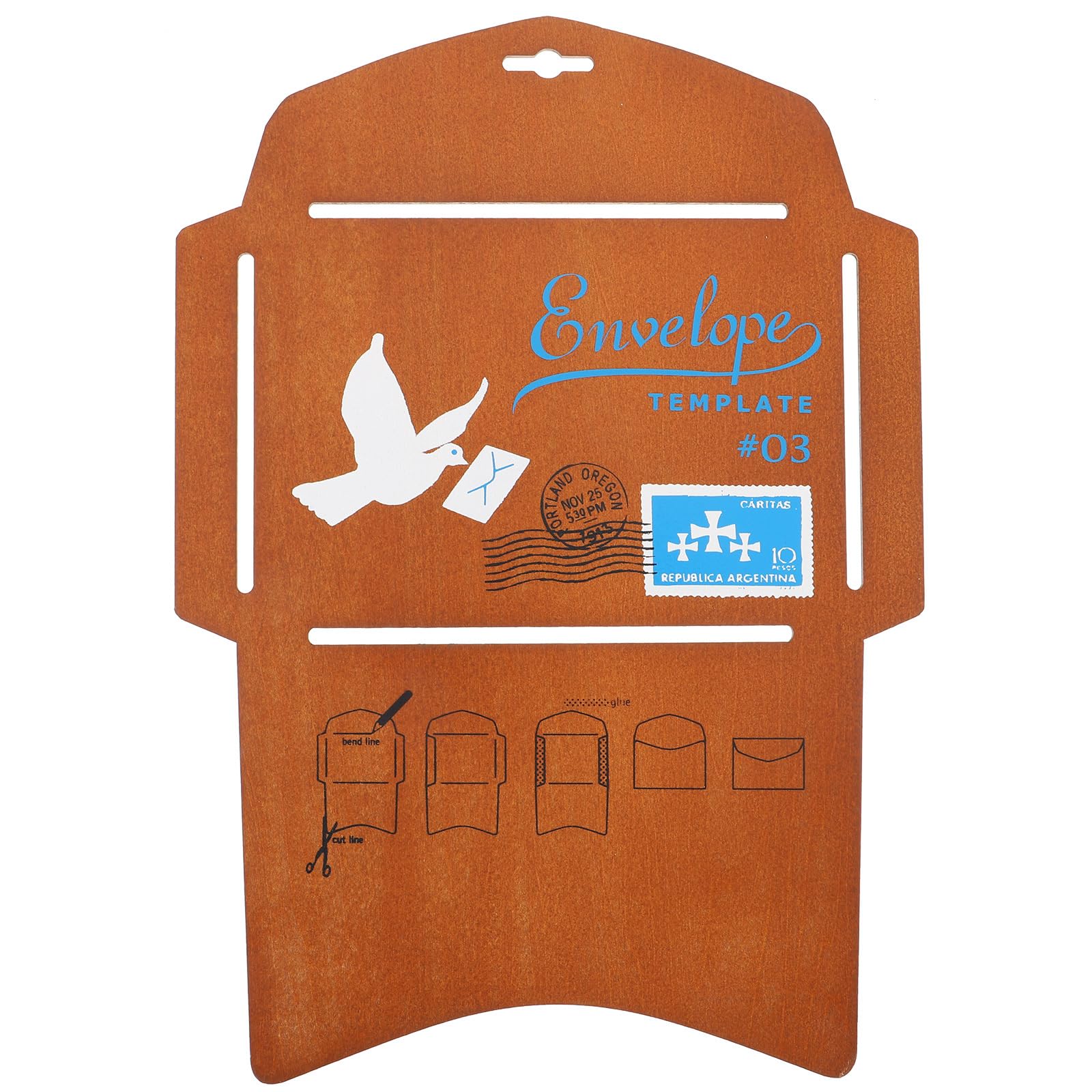 Operitacx Wooden Envelope Making Template Invitation Card Marker Ruler Envelope Hollowed Cutting Dies Straight Line Stencil for Crafting Scrapbooking and Projects