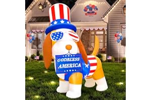 KOOY 4FT Tall Patriotic Independence Day 4th of July Inflatables Outdoor Decorations, Inflatable Puppy Dog, Built in LED Lights Blow up Fourth of July Decor for Holiday Party Garden Yard Lawn