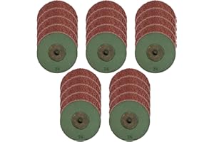 WA GRINDER 25PACK - 3" Quick Change Sanding Discs 24#, Resin-Fiber Backing Grinding Discs, Roll Lock Discs for Metal and Wood