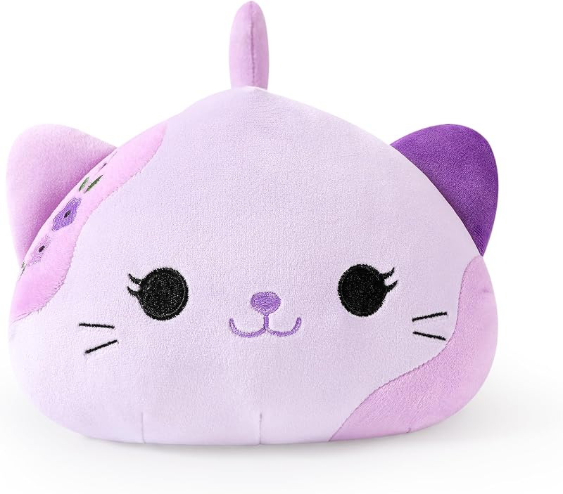 Peluche Gato Kuscheltier Peluche Kawaii Gato Almohada de Peluche Juguetes Plüsch Kätzchen Regalo de Peluche para Adultos Niños 3+ años (Violeta, 30cm)