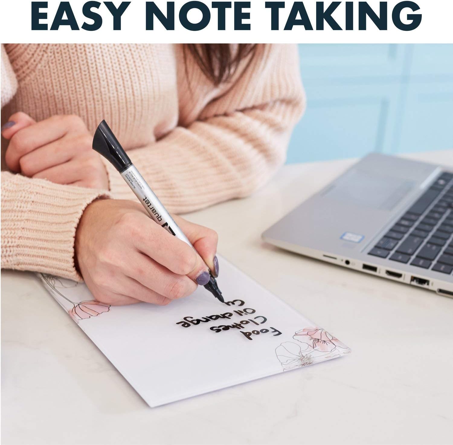 Quartet Glass Desktop Notepad, 9' x 6", Whiteboard, Dry Erase Surface, Floral/White, 2 Pack (GDP96P) : Office Products