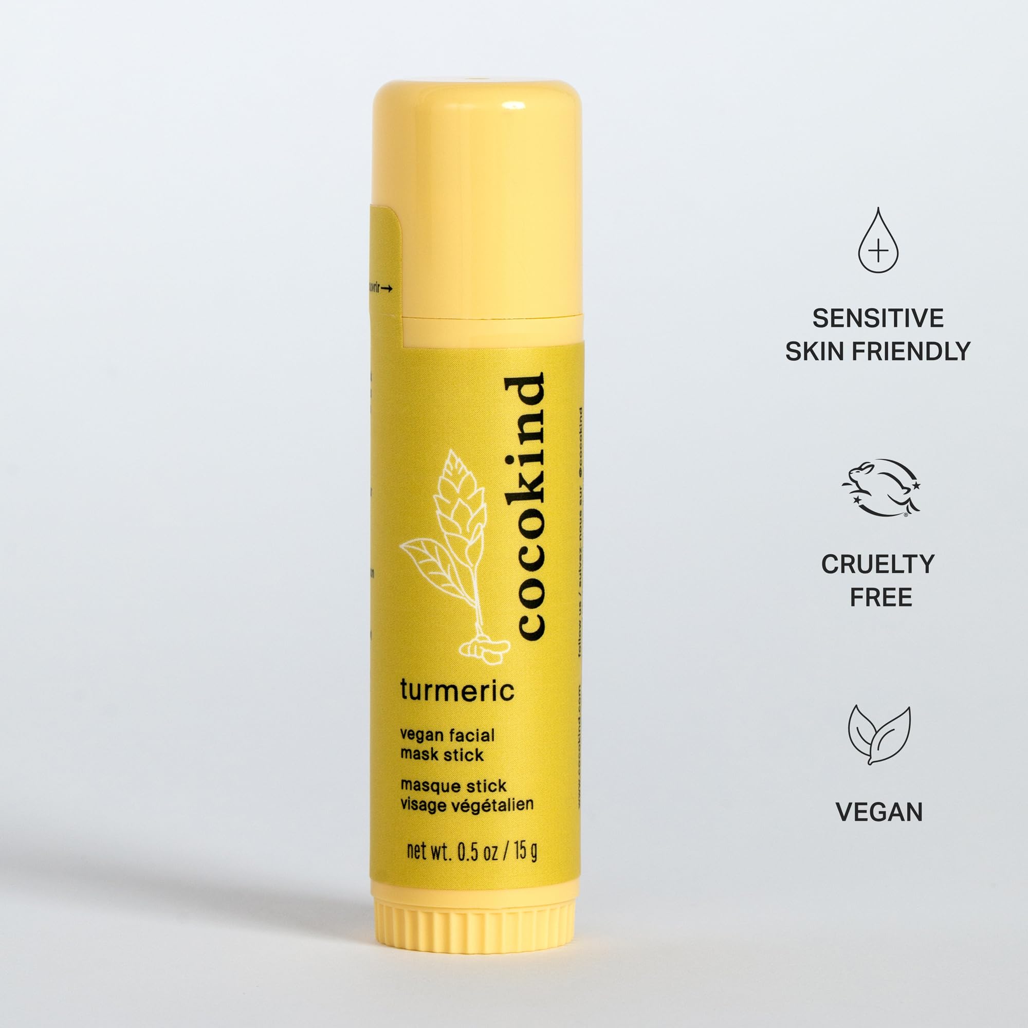 Cocokind Turmeric Mask Stick, Spot Treatment with Organic Turmeric, Tea Tree Oil, and Ginger Root, For Dark Spots and Acne