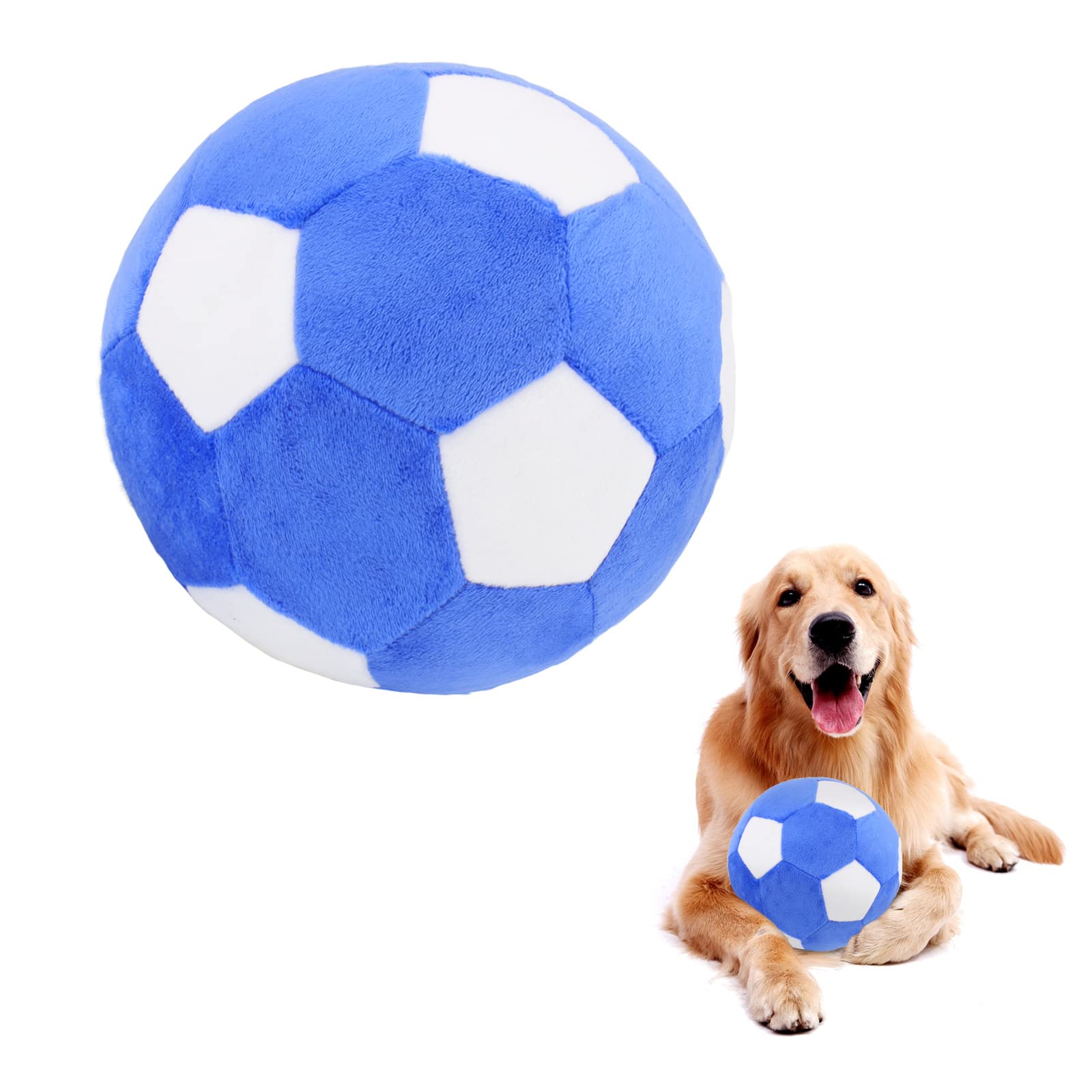 PIANG GOUER Interactive Dog Toy Football, Plush Squeaky Dog Toy Ball, Dog Puzzle Toy Jolly Ball for Dogs, Dog Balls for Medium and Large Dogs Toy 7.1 inches/18 cm