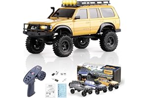 BEEZRC FMS RC Crawler 1/18 FCX18 Land Cruiser LC80 RTR Toyota Licensed 4WD RC Rock Truck 2.4Ghz 900mAh Hobby Grade RC Car Model Mini Remote Control Car Off Road Vehicle FMS11831RTRYL (Yellow)