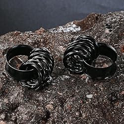 Twolobes 2 PCS Black Ear Gauges With 10 twisty nose