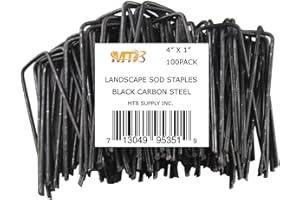 4”L x 1”W 11GA Sod Staples, Black Carbon Steel, Pack of 100