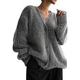 Yimoon Womens Fuzzy Cardigan Sweater V Neck Long Sleeve Button Down Slouchy Furry Knit Sweaters 2026