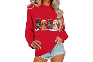 GENERIC Heevina Dog Mom Christmas Sweatshirts For Women Dachshund Light Cat Squirrel Dogs Printed Crewneck 2024 Sweatshirt