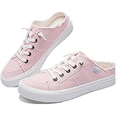 Obtaom Women Canvas Mules Memory Foam Clipper Fashion Sneakers Comfortable Slip-On Mule Backless Holiday Shoes